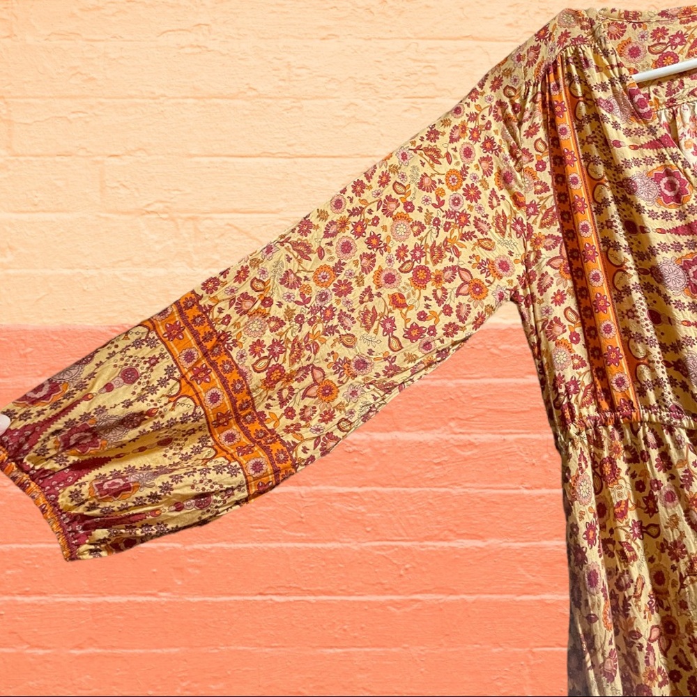 AURA | M | Amber Paisley Peasant Boho Dress EUC - Picture 7 of 16